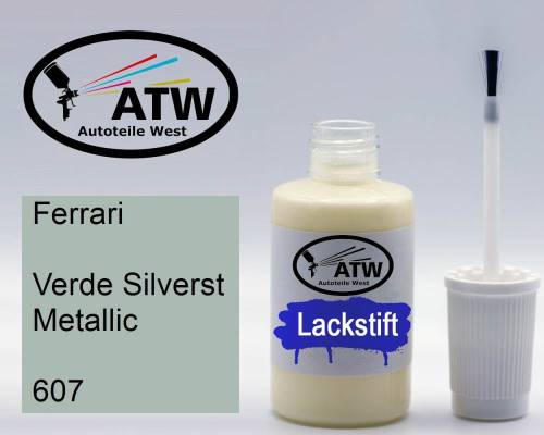 Ferrari, Verde Silverst Metallic, 607: 20ml Lackstift, von ATW Autoteile West.